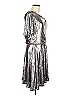 Halston Heritage 100% Rayon Metallic Silver Cocktail Dress Size L - photo 4