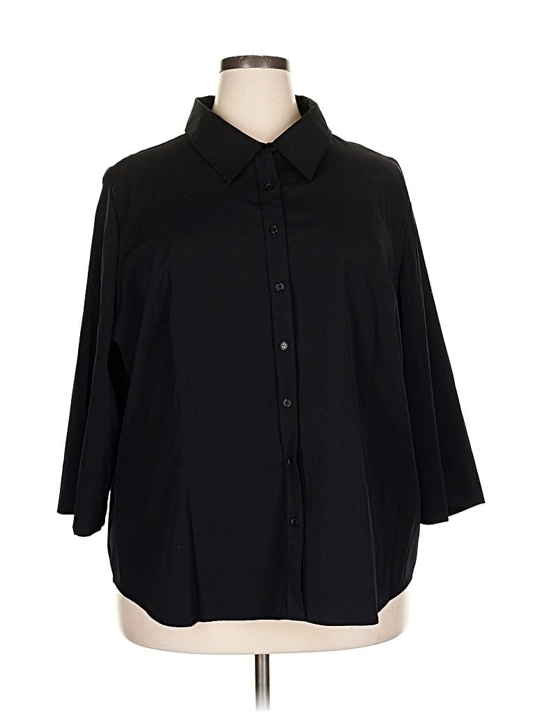 Pre-owned Apt. 9 3/4 Sleeve Button Down Shirt In Black