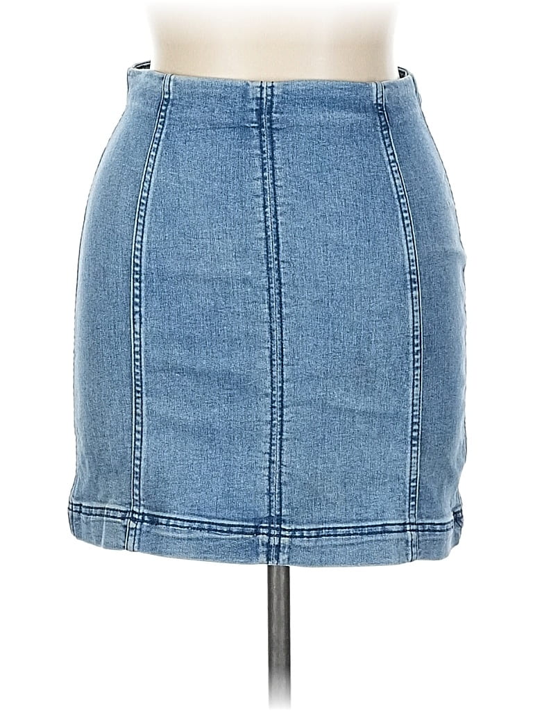 Pre-owned Free People Denim Skirt In Blue