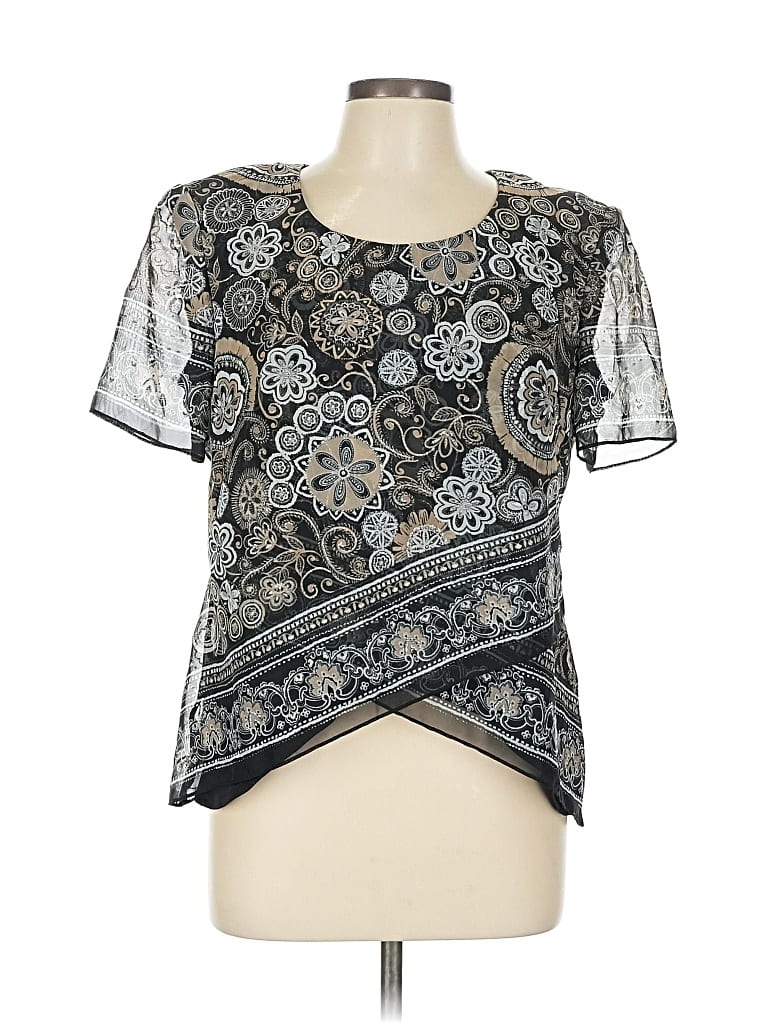 Pre-owned Coldwater Creek Short Sleeve Blouse In Silver