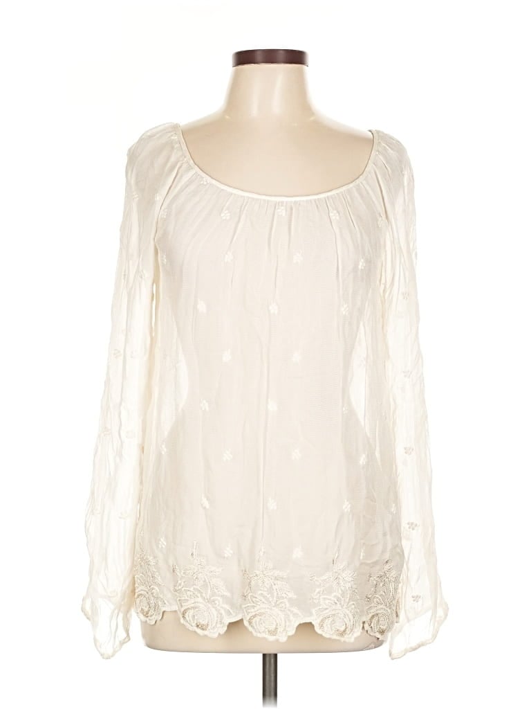Pre-owned Lucky Brand Long Sleeve Blouse In White