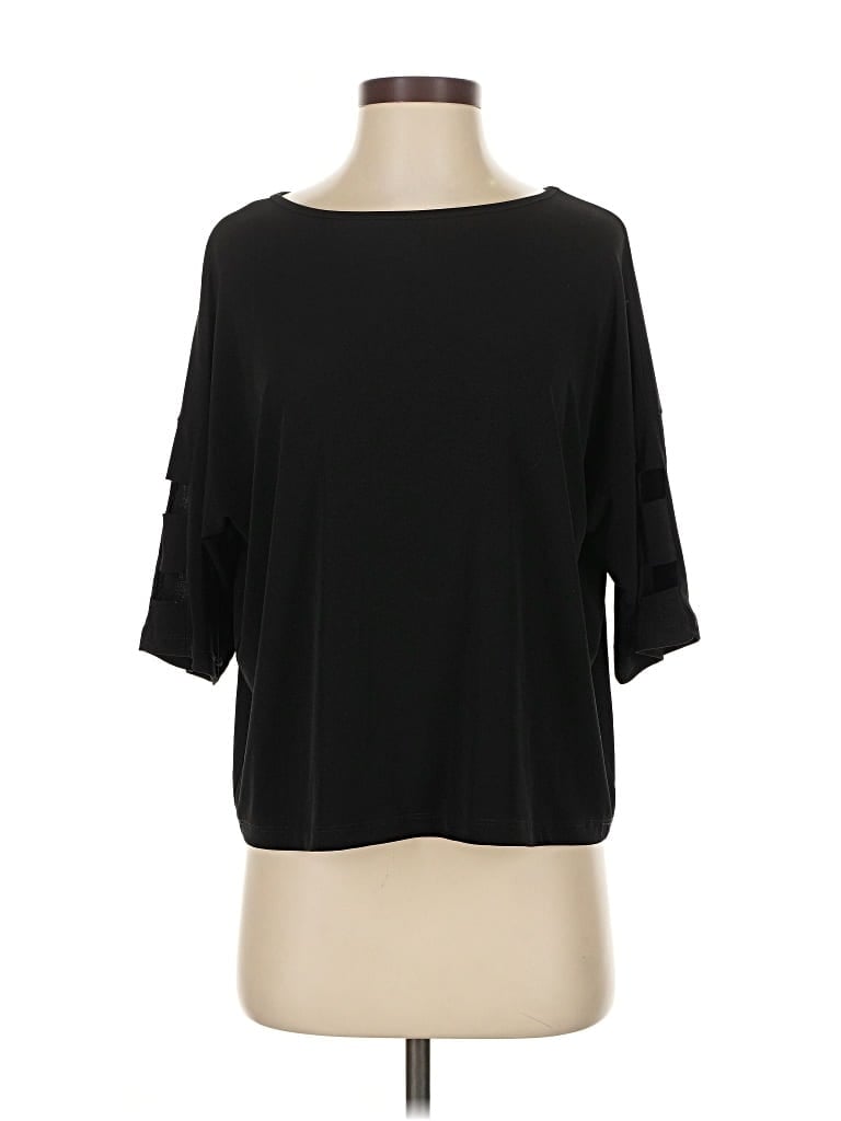 Pre-owned Clara Sun Woo 3/4 Sleeve Top Black Boatneck Tops