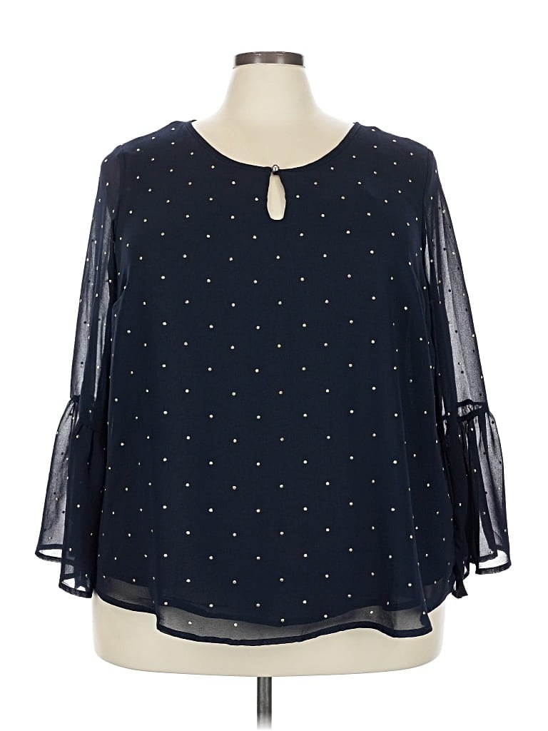 Pre-owned Roz & Ali 3/4 Sleeve Blouse In Blue