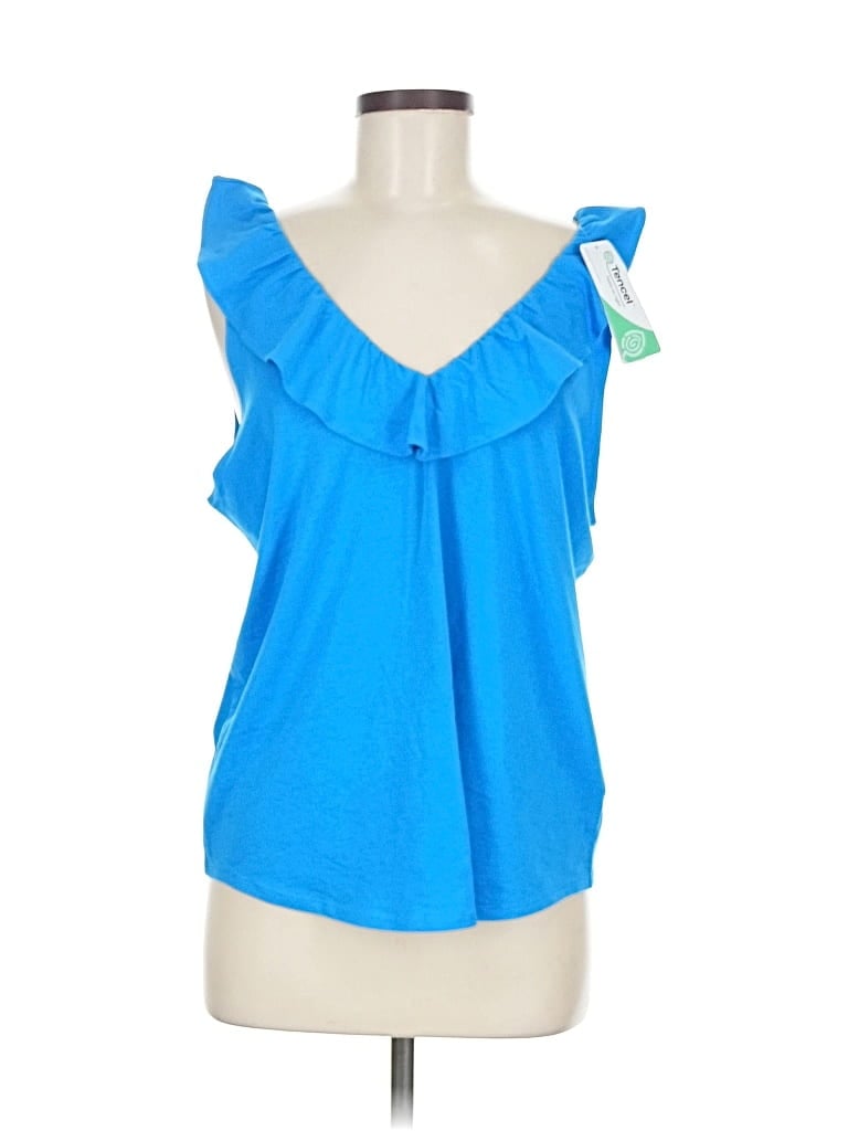 Pre-owned Lands' End Sleeveless Blouse In Blue