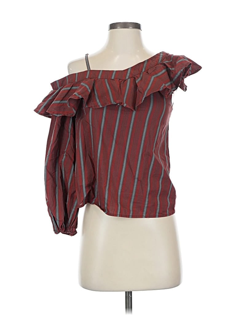 Pre-owned Joa 3/4 Sleeve Blouse In Burgundy