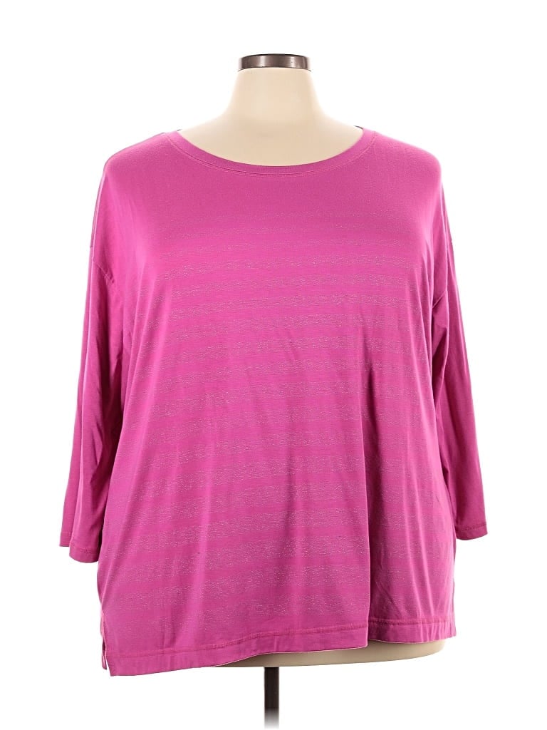 Pre-owned Sejour 3/4 Sleeve Top Pink Boatneck Tops