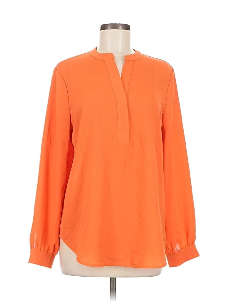 Pre-owned Anne Klein Long Sleeve Blouse In Orange