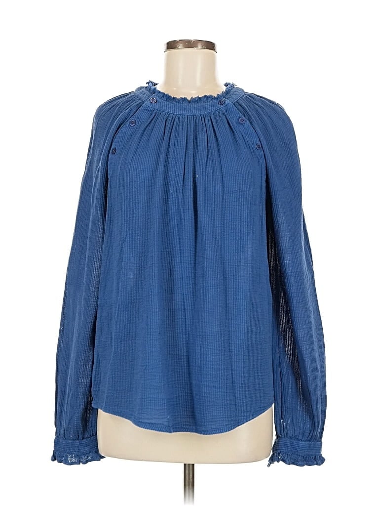 Pre-owned Caslon Long Sleeve Blouse In Blue