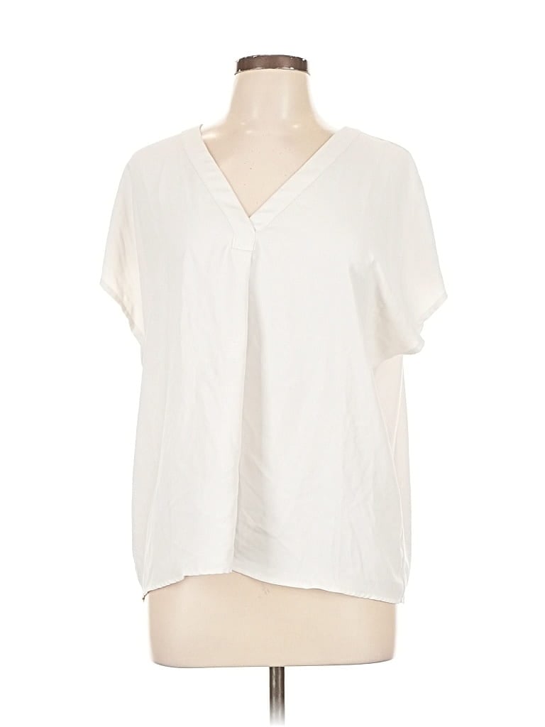 Pre-owned Ann Taylor Short Sleeve Blouse In White