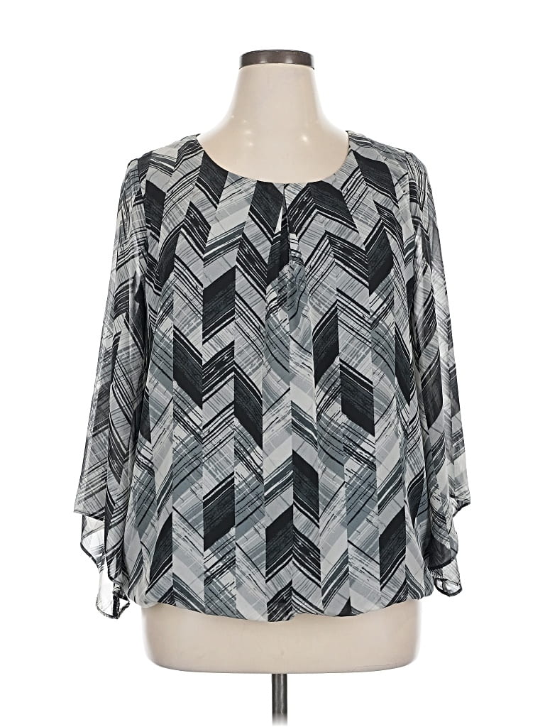 Pre-owned Agb 3/4 Sleeve Blouse In Gray