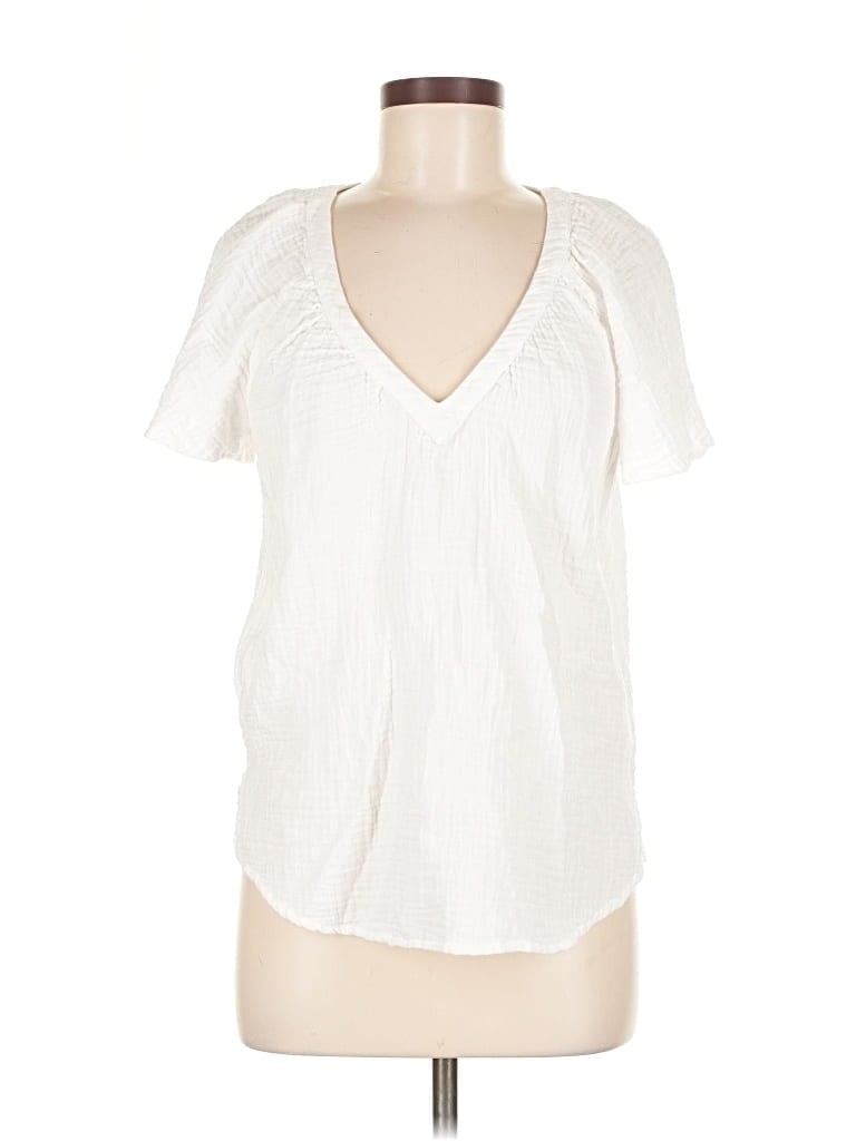 Pre-owned Tommy Bahama Short Sleeve Blouse In White