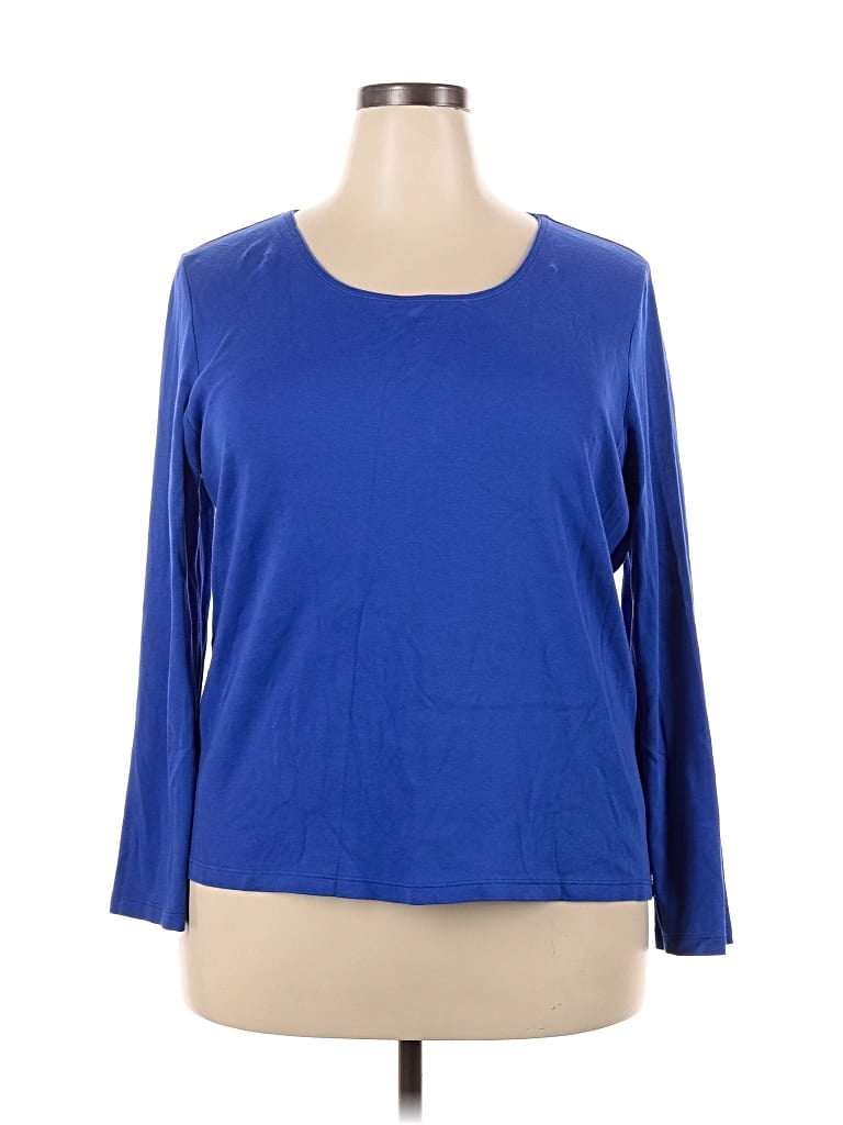 Pre-owned Karen Scott 3/4 Sleeve T-shirt In Blue