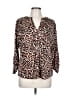 Blue Moon Animal Print Brown Long Sleeve Blouse Size L - photo 1