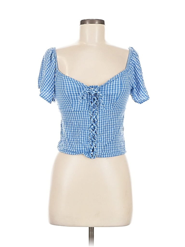 Pre-owned Sonoma Goods For Life Short Sleeve Top Blue Square Neckline Tops