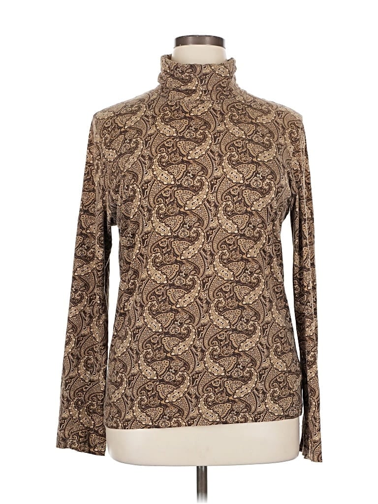 Pre-owned Jones New York Sport Long Sleeve Turtleneck In Brown