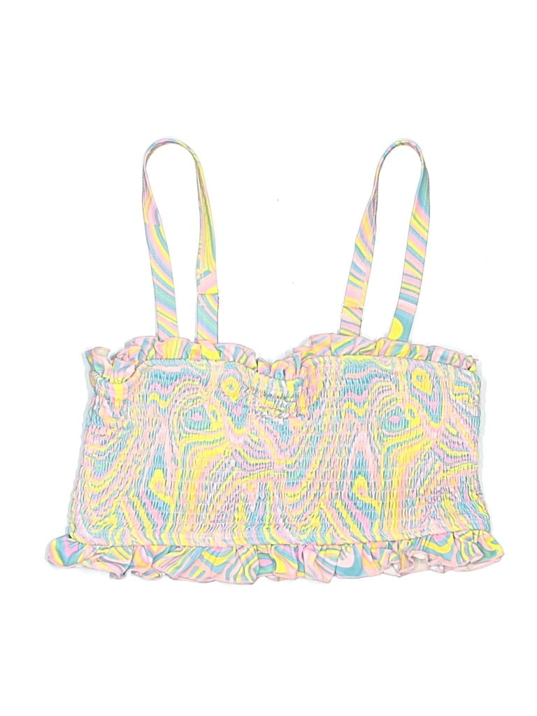 Pre-owned Unbranded Swimsuit Top Yellow Print Pattern Swimwear