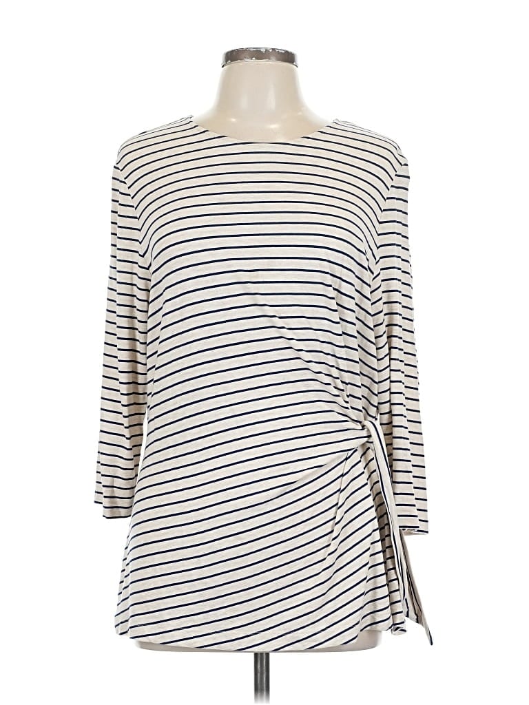 Pre-owned Chico's 3/4 Sleeve T-shirt In White