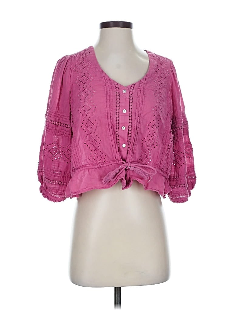 Pre-owned Lucky Brand 3/4 Sleeve Blouse In Pink