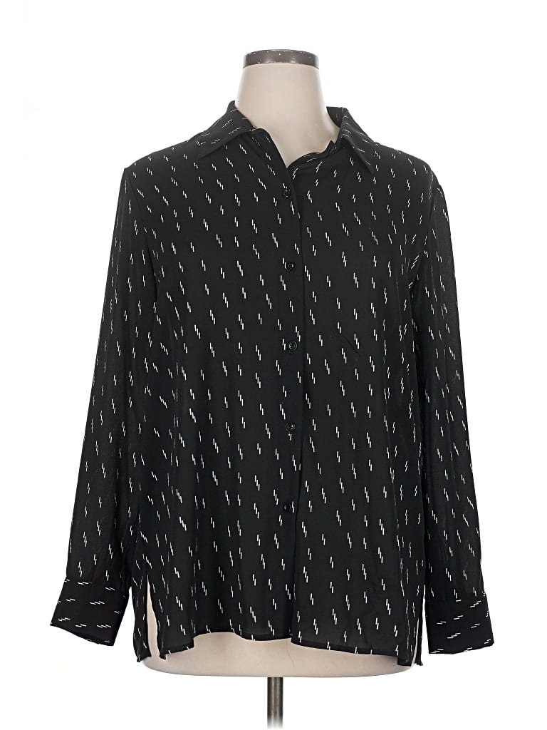 Pre-owned Chelsea & Theodore Long Sleeve Blouse In Black