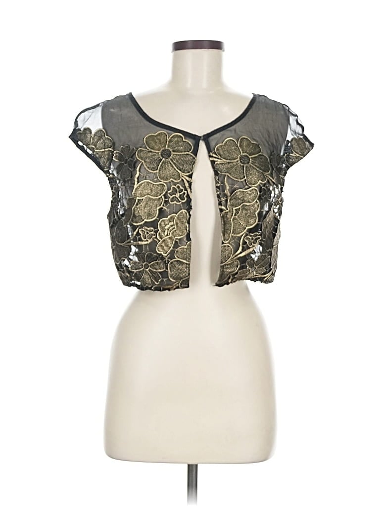 Pre-owned Eva Franco Silk Cardigan Sweater In Silver