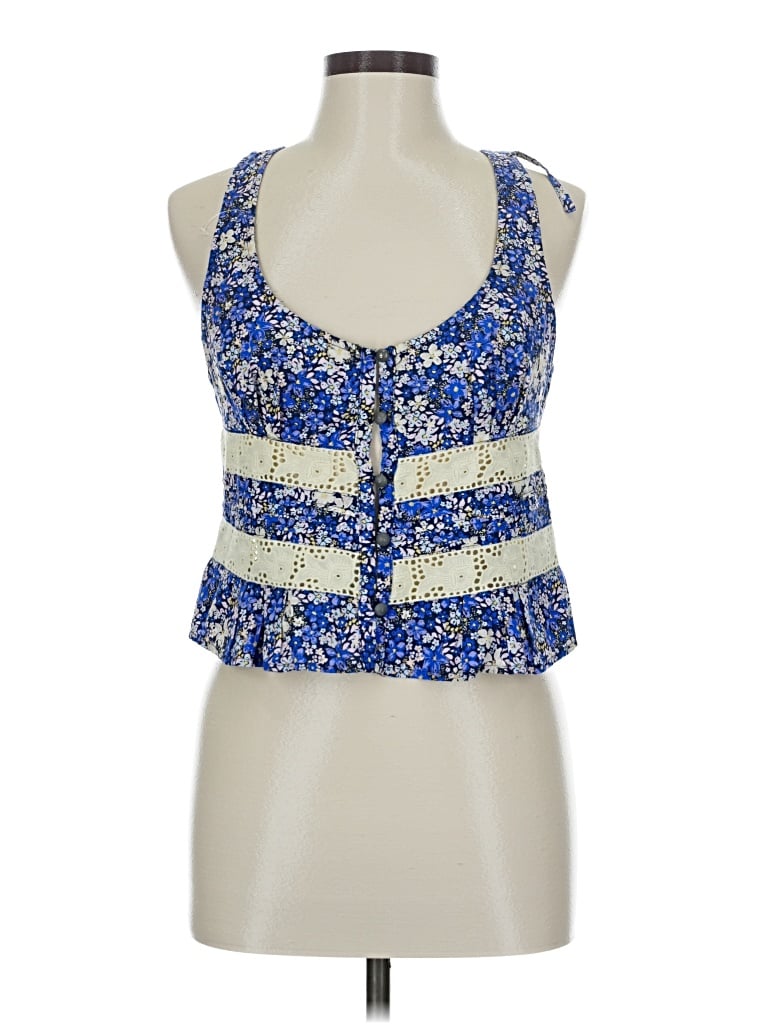 Pre-owned Free People Sleeveless Blouse In Blue