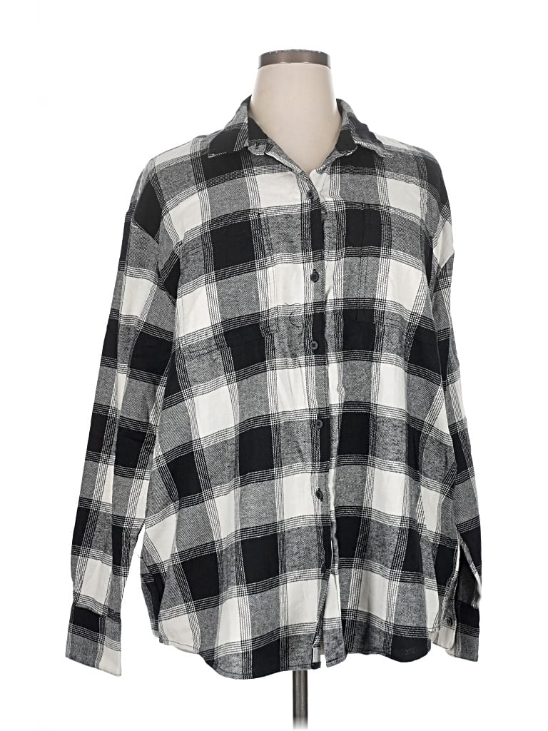 Old Navy Long Sleeve Button Down Shirt In Gray