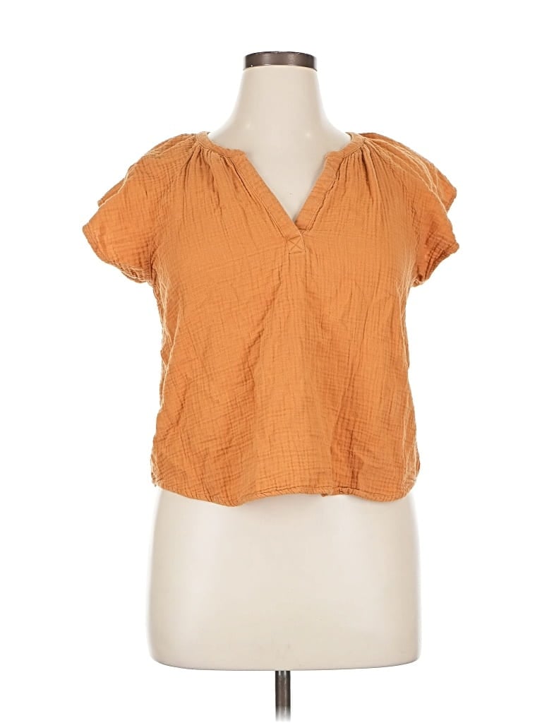 Pre-owned Universal Thread Short Sleeve Blouse In Orange