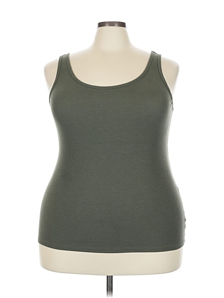 Pre-owned Time And Tru Tank Top Green Halter Neckline Tops