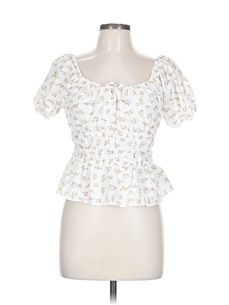 Pre-owned Celebrity Pink Short Sleeve Blouse In White