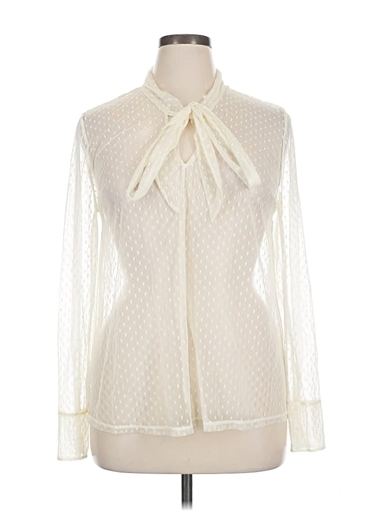 Pre-owned Lane Bryant Long Sleeve Blouse In White