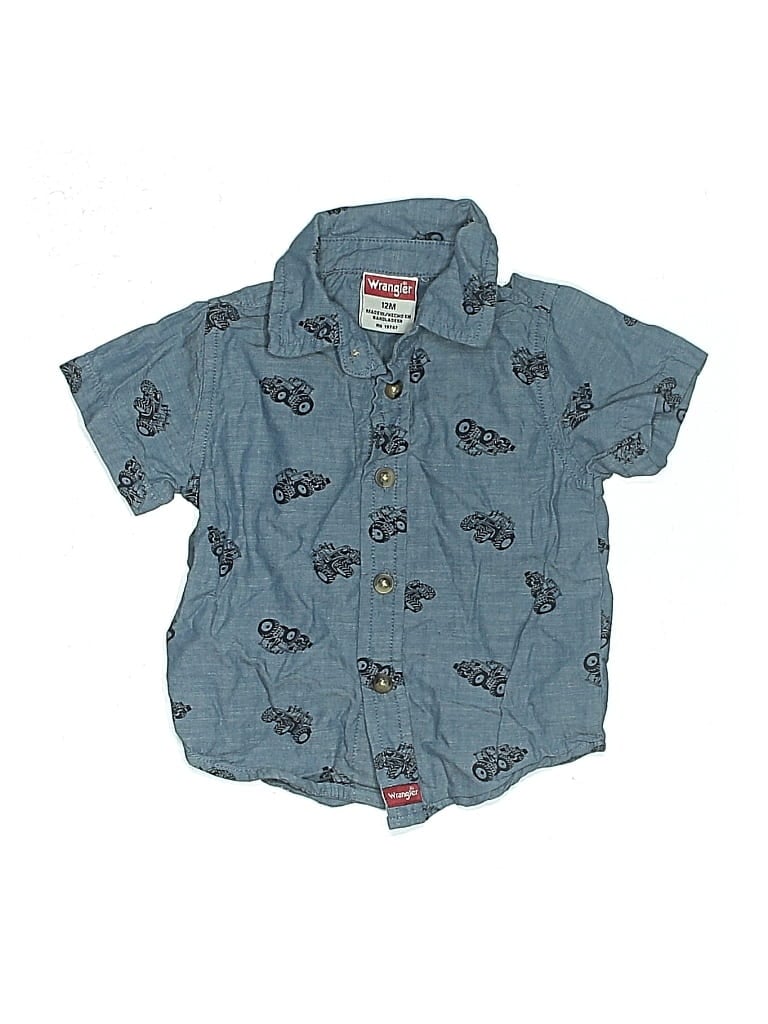 Pre-owned Wrangler Jeans Co Babies' Short Sleeve Button Down Shirt In Blue