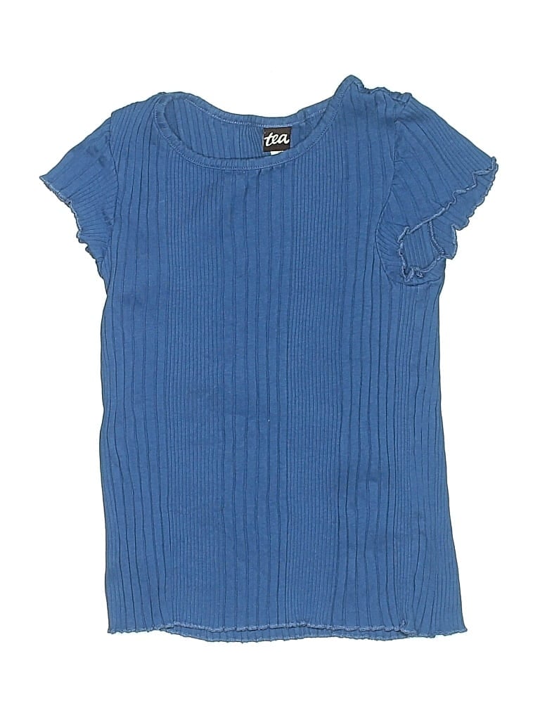 Pre-owned Tea Kids' Short Sleeve Top Blue Crew Neck Tops