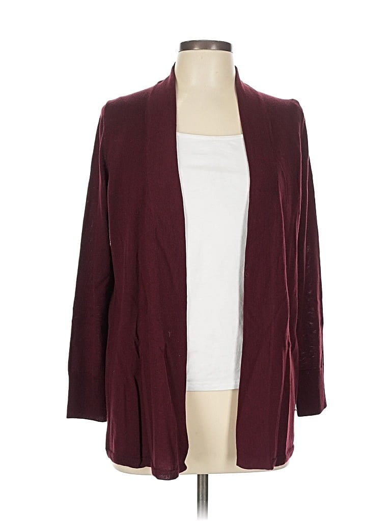 Pre-owned Talbots Wool Cardigan Sweater In Burgundy