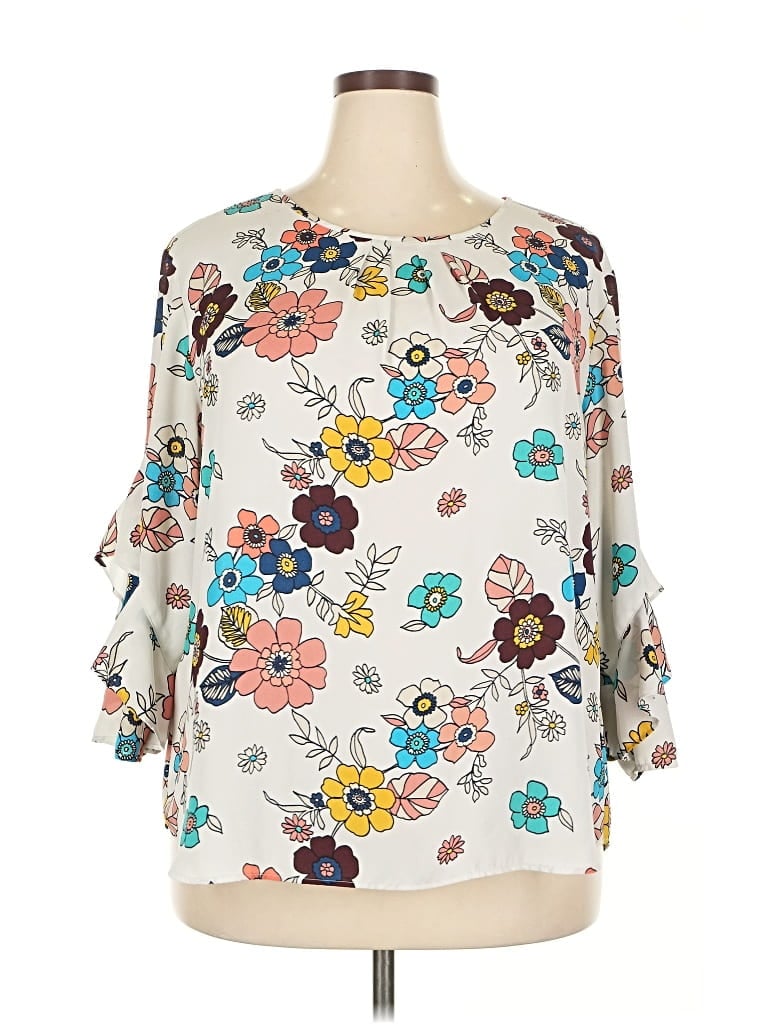 Pre-owned Van Heusen 3/4 Sleeve Blouse In White