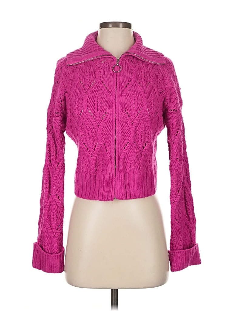 Pre-owned Pink Rose Cardigan Sweater In Pink