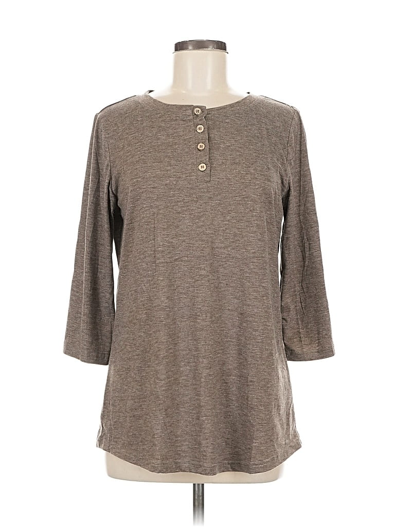 Pre-owned Unbranded Long Sleeve Henley Shirt In Brown