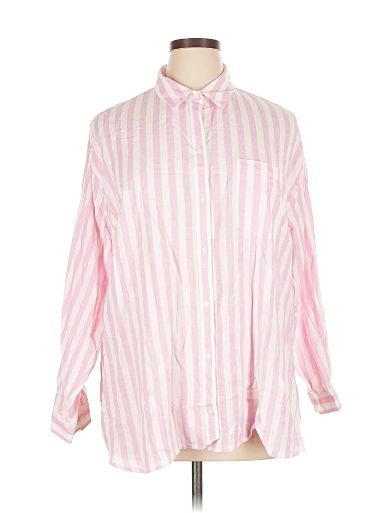 Old Navy Long Sleeve Button Down Shirt In Pink