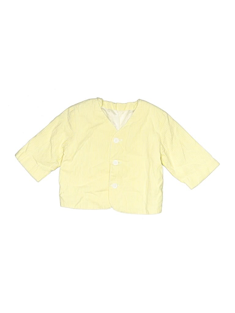 Pre-owned Unbranded Kids' 3/4 Sleeve Button Down Shirt In Yellow