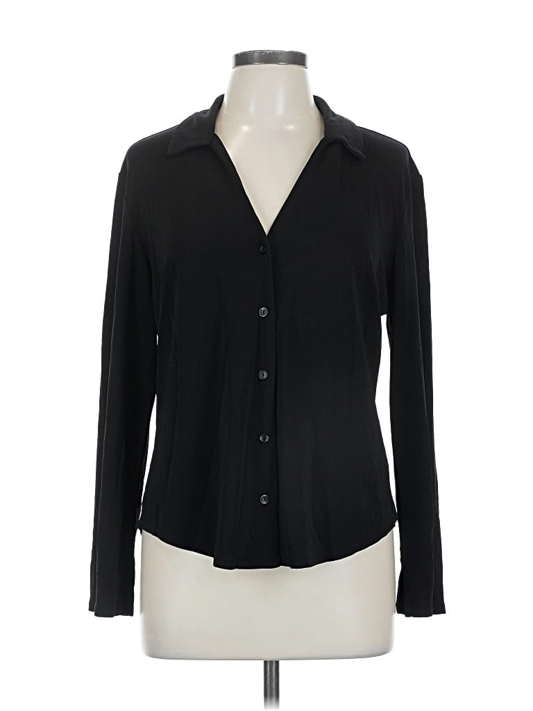 Pre-owned Inc International Concepts Long Sleeve Blouse In Black