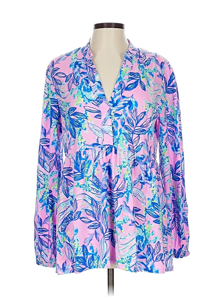 Pre-owned Lilly Pulitzer Long Sleeve Blouse In Blue