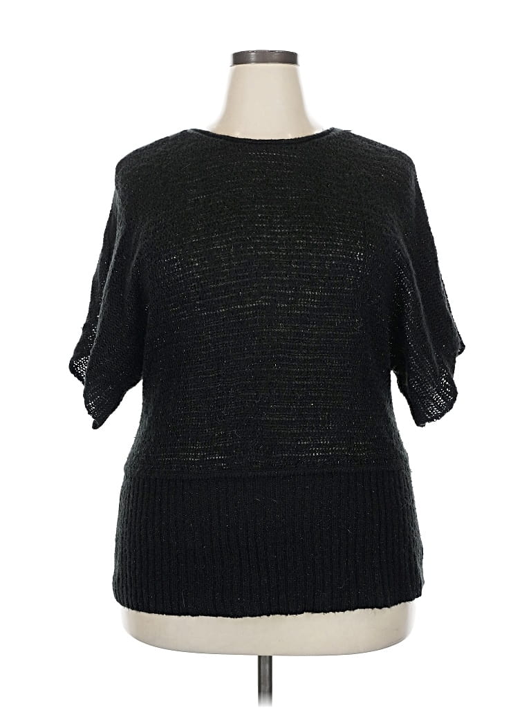 Pre-owned A.n.a. A New Approach Short Sleeve Top Black Crew Neck Tops