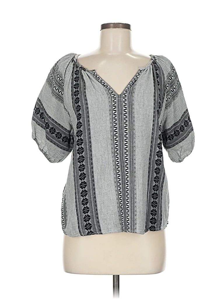 Pre-owned Dylan Short Sleeve Blouse In Gray