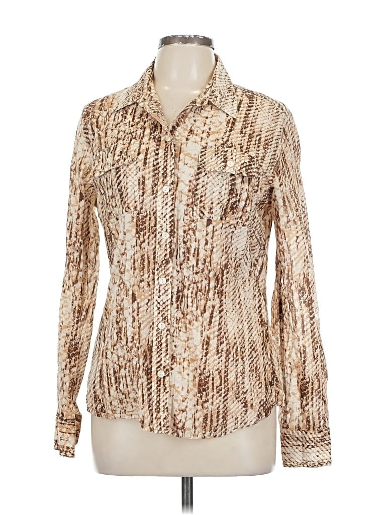 Pre-owned Lucky Brand Long Sleeve Blouse In Brown