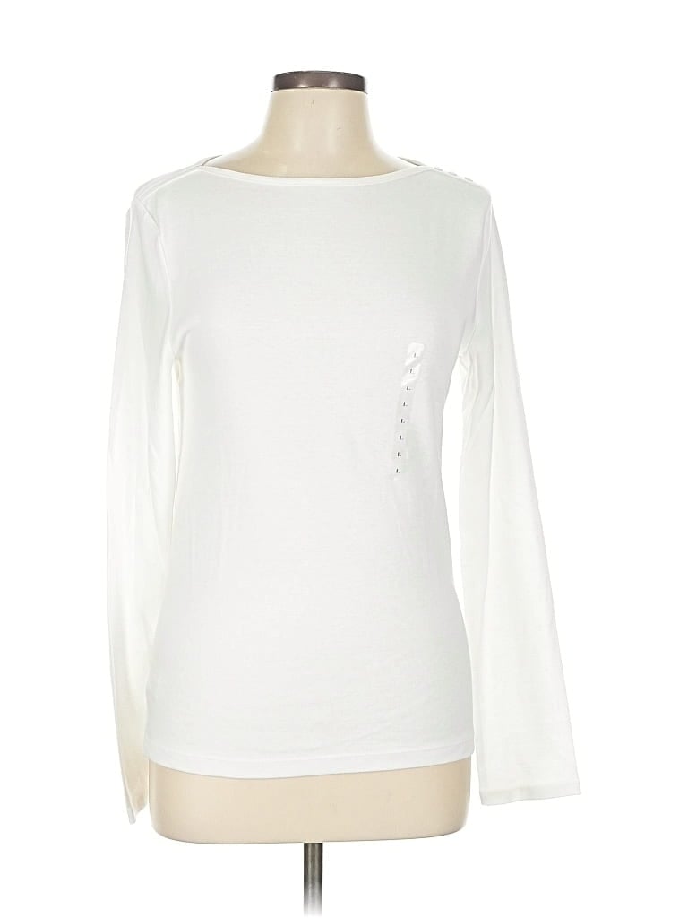 Pre-owned Ann Taylor Loft Outlet Long Sleeve T-shirt In White