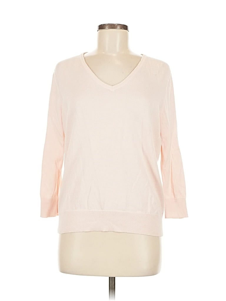 Pre-owned Lands' End Pullover Sweater In White