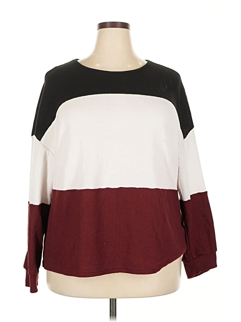 Pre-owned Shein Curve 3/4 Sleeve T-shirt In Burgundy