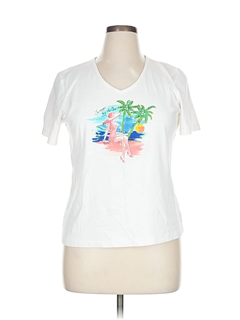Pre-owned Nicole Miller Short Sleeve T-shirt In White