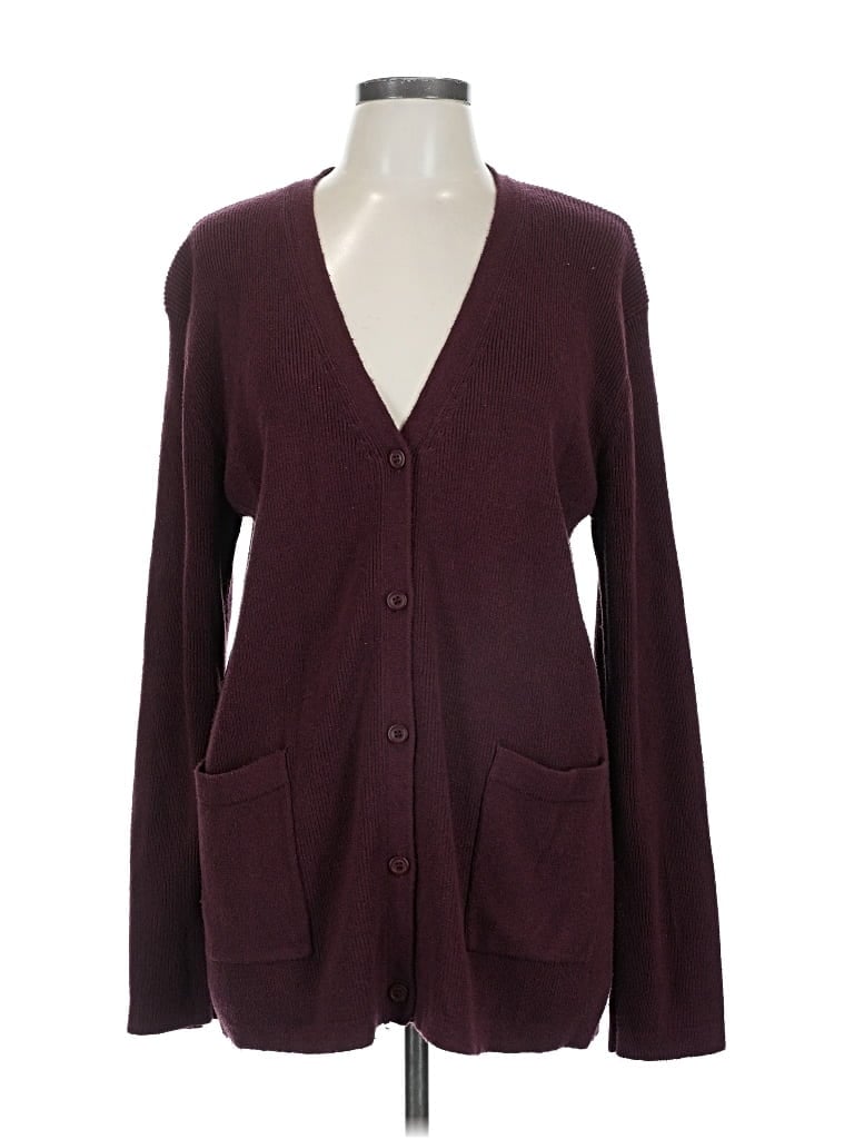 Pre-owned Winter Silks Silk Cardigan Sweater In Burgundy