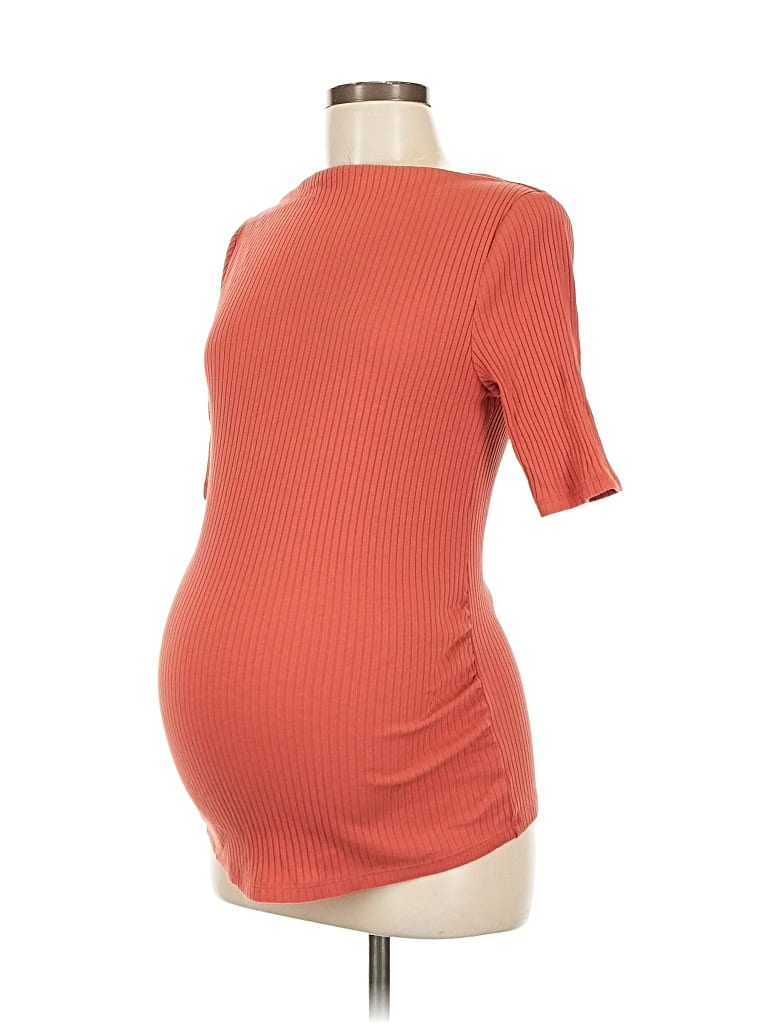 Pre-owned Old Navy - Maternity 3/4 Sleeve Top Orange One Shoulder Neckline Tops