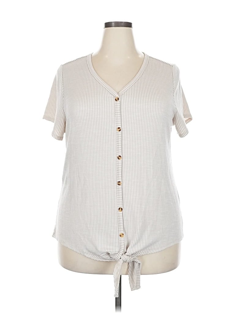 Pre-owned French Laundry Short Sleeve Henley Shirt In White